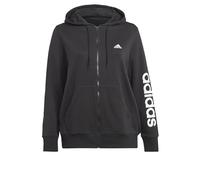 adidas Women's Essentials Linear Full Zip French Terry Hoodie, Black/White, XS