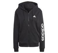 adidas Women's Essentials Linear Full-Zip French Terry Hoodie, Black/White, XS