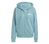 adidas Women's ESSENTIALS LINEAR FULL ZIP FRENCH TERRY HOODIE, powder teal/white, L
