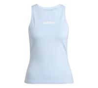 adidas Women's Essentials Linear Slim Cotton Tank, Glow Blue/White, XS