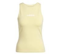 adidas Women's Essentials Linear Slim Cotton Tank, Powder Yellow/White, M