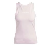 adidas Women's Essentials Linear Slim Cotton Tank Shirt, Clear Pink/White, S