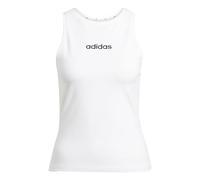 adidas Women's Essentials Linear Slim Cotton Tank, White/Black, M