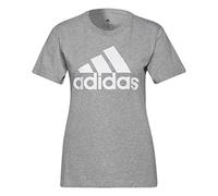 adidas Women's Essentials Logo Tee, Medium Grey Heather/White, S