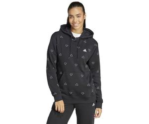 adidas Women's Essentials Monogram Regular Fleece Graphic Hoodie, black, M