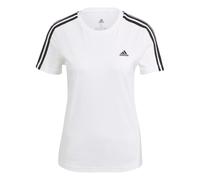 adidas Womens Essentials Slim 3-Stripes T-Shirt in White Cotton - Size UK 8-10 (Womens)