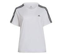 adidas Women's Essentials Slim 3-Stripes Tee (Plus Size), White/Black, 3XL Plus
