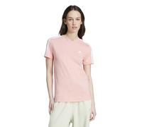 adidas Women's Essentials Slim 3-Stripes Tee, Semi Pink Spark F24 / White, XS