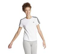 adidas Women's Essentials Slim 3-Stripes Tee, White / Black, L