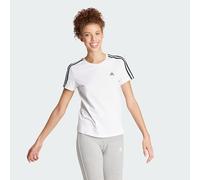 adidas Women's Essentials Slim 3-Stripes Tee, White/Black, XXS