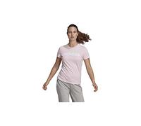 adidas Women's Essentials Slim Logo Tee, Clear Pink/White, L