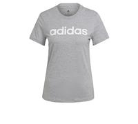 adidas Women's Essentials Slim Logo Tee, Medium Grey Heather/White, S