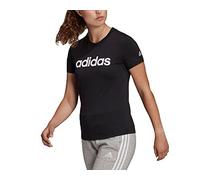 adidas Womens Essentials Slim Logo T-Shirt in Black-White Cotton - Size UK 4-6 (Womens)