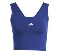 adidas Women's Essentials Small Logo Cotton Lifestyle Tank, Dark Blue/White, L