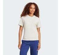 adidas Women's Essentials Small Logo Cotton Shirt, Wonder Alumina/White, L