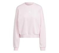 adidas Women's ESSENTIALS SMALL LOGO FEEL COZY RELAXED FIT SWEATSHIRT, clear pink/white, M