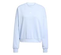 adidas Women's ESSENTIALS SMALL LOGO FEEL COZY RELAXED FIT SWEATSHIRT, glow blue/white, M