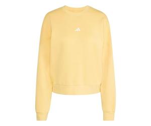 adidas Women's ESSENTIALS SMALL LOGO FEEL COZY RELAXED FIT SWEATSHIRT, Semi Ice Tangerine/white, S