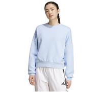 adidas Women's ESSENTIALS SMALL LOGO FEEL COZY RELAXED FIT SWEATSHIRT, glow blue/white, XL