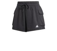 adidas Women's Essentials Small Logo French Terry Cargo Shorts, Black/White, M