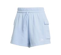 adidas Women's Essentials Small Logo French Terry Cargo Shorts, Glow Blue/White, L