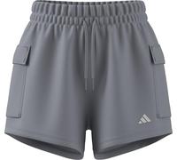 adidas Women's Essentials Small Logo French Terry Cargo Shorts, Halo Silver/White, XS