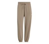 adidas Women's Essentials Small Logo French Terry Cuffed Pants, Khaki Six/White, XL