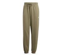 adidas Women's Essentials Small Logo French Terry Cuffed Pants, Olive strata/White, L