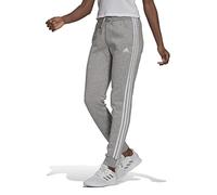 adidas Women's Standard Essentials Fleece 3-Stripes Pants, Medium Grey Heather/White, X-Large