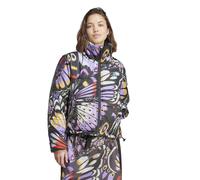 adidas Womens Farm Butterfly Patterned Drawstring Puffer Coat in Black - Multicolour - Size 8 UK