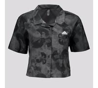 adidas Women's Floral Graphic Crop Woven Polo Shirt Shirt