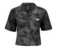 adidas Women's Floral Graphic Crop Woven Polo Shirt Shirt