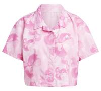 adidas Women's Floral Graphic Crop Woven Polo Shirt Shirt