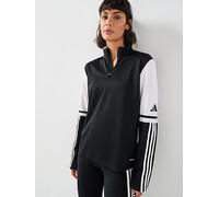 adidas Womens Football Squadra 25 Training 1/4 Zip Top, Black/White, Size S, Women Black/White