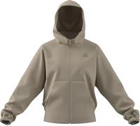 adidas Women's FUTURE ICONS SMALL LOGO FULL ZIP HOODIE, Crystal Linen, L