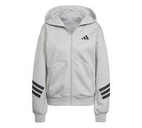 adidas Women's FUTURE ICONS THREE STRIPES FULL ZIP HOODIE, medium grey heather, M