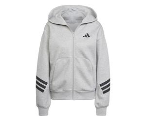 adidas Women's FUTURE ICONS THREE STRIPES FULL ZIP HOODIE, medium grey heather, M