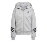 adidas Women's FUTURE ICONS THREE STRIPES FULL ZIP HOODIE, medium grey heather, XXL