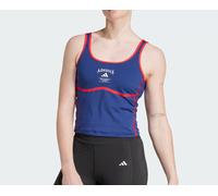 adidas Womens Heritage Training Tank Top Built In Bra Crop Vest Blue JG6156 BNWT