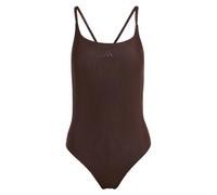adidas Women's ICONISEA Ribbed Padded Thin Straps Swimsuit, Aurora Coffee, 30