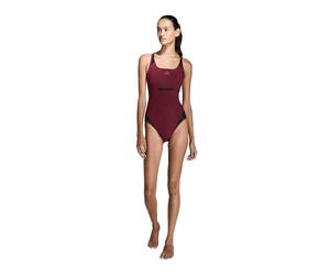 adidas Women's Lanelux Y-Back Mesh Swimsuit Swimwear, Shadow red, 32"