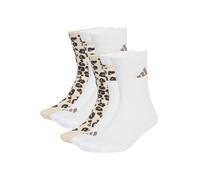 adidas Women's Leo Graphic Socks 3 Pair Pack - Crystal Linen/Khaki Six/Dark Brown - White - Size: Small