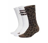 adidas Women's Leo Graphic Socks 3 Pair Pack - Earth Strata/Shadow Brown/White - Size: Small