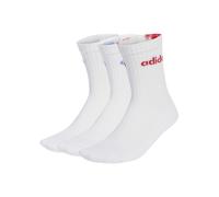 adidas Women's Linear Crew Cushioned Socks 3 Pairs - White/Powder Teal/Clear Pink/Blue Fusion - Size: Large