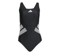 adidas Women's Logo C-Back Swimsuit Swimwear, Black/White, 26"