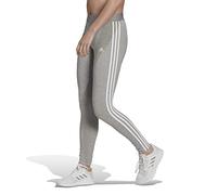 adidas Women's Loungewear Essentials 3-Stripes Leggings Running Compression Tights, Medium Grey Heather/White, S