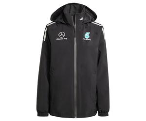 adidas Women's MERCEDES - AMG PETRONAS FORMULA ONE TEAM MECHANICS RAIN JACKET WOMEN, Black/Reflective Silver, XXS