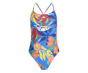 adidas Women's Mexicana Florals TIE-Back Swimsuit, Glory Blue/White, 32