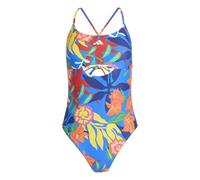 adidas Women's Mexicana Florals Tie-Back Swimsuit Swimwear, Glory Blue/White, 32"