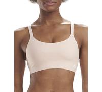 adidas Women's Active Micro Flex Wireless Seamless Lounge Bra Padded, Opaque, Peach Whip/White, S